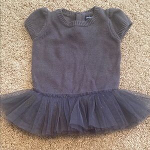 Baby Gap Gray Knit Baby Dress with Tulle Skirt